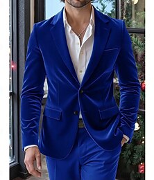 olcso -Férfi Blézer dzseki Bevágás gallér Alkalmi Egyszínű Blazer Fekete Sötétkék Szabott Egysoros kétgombos