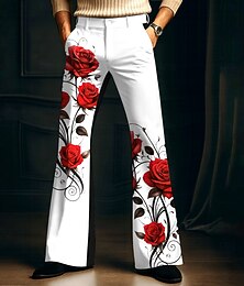 economico -Per uomo Stampa Floreale Rosa Fiori Pantaloni da discoteca Pantaloni a zampa d'elefante anni '60 e '70 Misura del girovita medio Vintage Retrò All'aperto Vacanza Feste Tasche Laterali Pantaloni a