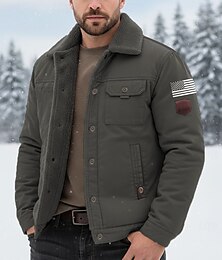 رخيصةأون -رجالي علم الولايات المتحدة الأمريكية مفجر سترات سترة شيربا الدفء عتيق كاجوال الأماكن المفتوحة المنزل جيوب متعددة سترات قطنية معاطف شتوية الخريف الشتاء طوق من الصوف قابل للطي كم طويل