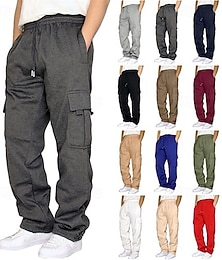 abordables -Hombre Pantalones deportivos tipo cargo Pantalones de Deporte Pantalones Correa Bolsillo Cintura elástica Plano Comodidad Deporte Diario Moda Casual Negro Blanco Microelástico
