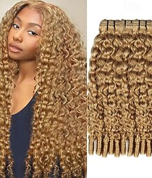 abordables -Extensions de cheveux humains bouclés brésiliens 27#, lot de 3 tissages de cheveux humains, 14 à 30 pouces