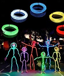 お買い得  -5m LED EL ワイヤー ライト ストリップ バッテリー ネオン 光る ストリング ライト カーニバル DIY ロープ チューブ 暗闇で光る ハロウィン ブラックライト クリスマス 車 マルチカラー ダンス パーティー デコレーション