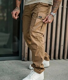 preiswerte -Herren Cargo-Hosen Hose Mehrere Taschen Klappentasche Einfach tragbar Outdoor Täglich Campen und Wandern Mode Klassisch Schwarz Armeegrün