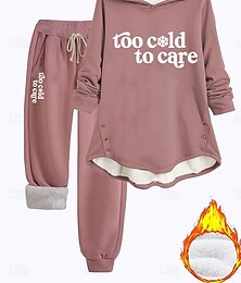 baratos -Mulheres Diário Moletom Manga Longa Com Capuz Gráfico Letra Com Cordão Imprimir Ao ar livre Casual Diário Rosa Azul Cinzento Outono Normal