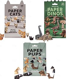 halpa -Tee-se-itse-paperikissat, 50 arkkia 3D-kissa/koira/dinosaurus-origami-paperiaskartelusarja ohjeineen, tee-se-itse-eläinpöytäkoriste, hauskat käsintehdyt askartelusarjat, lahja kissanystäville