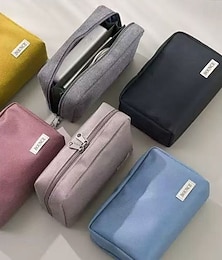 billiga -Färgblockspåse med flera fack – kosmetikaväska och kontorsmaterial med stor kapacitet, perfekt för smink, kablar och accessoarer