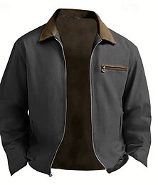 economico -Per uomo Giacca Cargo Giacca Casual Vacanza Quotidiano Resistente all'usura Tasca Autunno Inverno Blocco di colori Moda Classico Bavero Regolare Nero Marrone Cachi Giacca