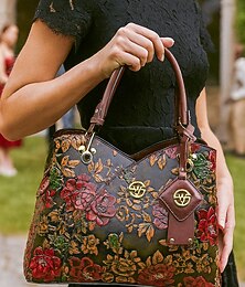 abordables -Sac à main vintage en similicuir pour femme avec motif floral en relief – élégant sac à bandoulière rétro pour dames, mariages, fêtes et occasions formelles