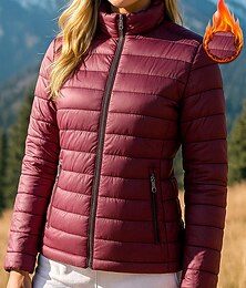levne -Vánoce Dámské Dağcı Ceketi Puffer Jacket Termo bunda Venkovní Termální Teplý Turistické oblečení Turistické oblečení Zima Podzim Vrchní část oděvu Rybaření Kempování a turistika Běh Pevná barva Čern