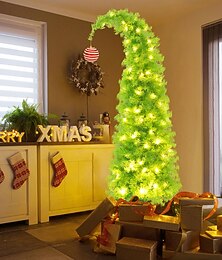 billige -Sjarmerende juletre - 90/150 cm kunstig Grinch-juletre med lys - LED-lys/stativ - perfekt for julepynt innendørs/festdekorasjon