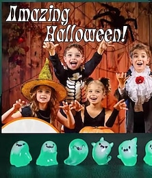 billiga -6 st lysande spöken för halloween-resindekorationer lysande spöke-nyckelringar dockhängen lysande älva mikrolandskapsdekor