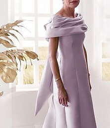 preiswerte -A-Linie Mutter der Braut Abendkleid Elegantes Kleid Formal bodenlang ärmellos schulterfrei Satin mit Schleife(n) Falten