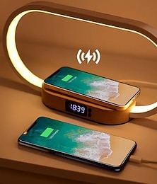 levne -Multifunkční rychlá bezdrátová nabíječka pro mobilní telefon s displejem času a akrylovým nočním světlem