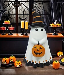 levne -Halloweenská čarodějnice, dýňová socha, kreslený strašidelný pryskyřičný duch, ozdoba na bytové dekorace, dekorace na stůl, police, ideální pro večírky, domov, zahradu nebo vystavení čarodějnice