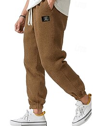 levne -Pánské Vaflová Tepláky Běžci Kalhoty Kalhoty pro volný čas Šňůrky Pevná barva Pohodlné Plná délka Venkovní Denní Streetwear Módní Klasický styl Jezerní modrá Černá Elastické