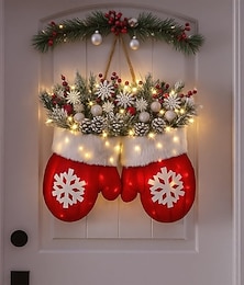 economico -Ghirlanda natalizia scintillante con 120 luci a LED, ghirlande natalizie illuminate con rami di pino artificiali, bacche rosse e pigne ghiacciate, ghirlanda natalizia artificiale per decorare la porta