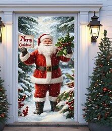 levne -Vánoční závěs na dveře klasický Santa s nápisem Severní pól vintage 2025 Vánoční banner pro vstup na sváteční párty a venkovní domácí dekoraci