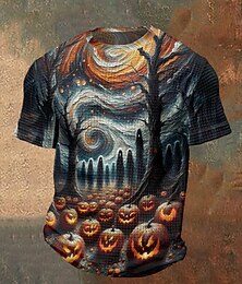 levne -Pánské halloweenská košile Grafická trička Waffle Tričko Dýně Netopýr Výstřih ke krku Oblečení 3D tisk Venkovní Dovolená Tématický večírek Halloweenská párty Krátký rukáv Tisk Vinobraní předvečer