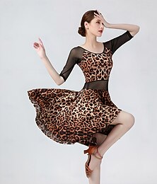 economico -Balli latino-americani Abito Leopardata Tinta unita A fantasia Per donna Addestramento Prestazioni Mezza manica Alto Elastene