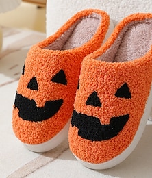 levne -útulné podzimní halloweenské pantofle, roztomilé kreslené dýňové plyšové domácí boty, vtipné chlupaté domácí pantofle, teplé zimní domácí pantofle pro ženy a muže