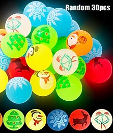 abordables -Lot de 30/50 boules rebondissantes de Noël phosphorescentes, cadeaux de fête en caoutchouc non toxiques avec Père Noël, rennes et flocons de neige, aucune alimentation nécessaire, parfait pour Noël,