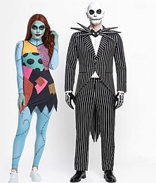 levne -Výpad Jack Skellington předvečer Všech svatých Fancy kostým Obleky a blejzry Halloween skupinové kostýmy pro páry Noční můra před Vánoci Horor Dospělé Pánské Dámské předvečer Všech svatých Karneval