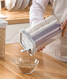 economico -Contenitore ermetico per cereali taili, contenitore ermetico trasparente da 2,3 l per alimenti da cucina con coperchi e scomparti per cereali, zucchero, farina, riso, noci, snack
