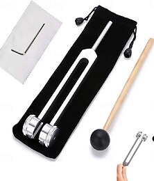 preiswerte -128 Hz das Heilinstrument, sensorisches Stimmgabel-Set aus Aluminiumlegierung mit Silikonhammer, Reinigungstuch &Aufbewahrungstasche, Klangtherapie, Yoga und Meditationszubehör