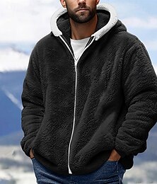 abordables -Homme Sweat à capuche Sweat à capuche zippé intégral Veste en Polaire Noir Vin Bleu Violet Kaki À capuche Uni Avec Poches Sport & Loisir Quotidien Fête Polyester Streetwear Basique Occasionnel