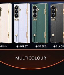 Недорогие -телефон Кейс для Назначение SSamsung Galaxy Z-образный сгиб 7 Z-сгиб 6 Z Fold 5 Z Fold 4 Кейс на заднюю панель и протектор экрана с ремешком на запястье Защита от удара Ретро Покрытие ПК