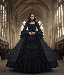 abordables -Gothique Lolita Rococo Victorienne Costume élégant Robe de Bal Sorcière Reine Princesse Déguisement Femmes Royal Halloween Carnaval Performance Mascarade Foire de la Renaissance Adulte Robe
