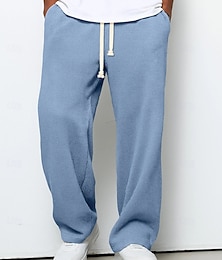 abordables -Homme Pantalon de survêtement droit Pantalon gaufré Cordon de serrage Treillis Respirant Longueur complète Occasionnel Quotidien Lisse Marron Sapin Noir Micro-Élastique