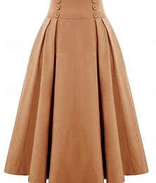 levne -Dámské Sukně A Elegantní Módní Midi Vysoký pas Sukně Bez vzoru Tisk Lehce elastické ulice Rande Velbloudí Světlá růžová Fuchsiová Tmavomodrá Jaro Polyester
