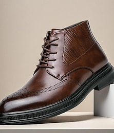 preiswerte -braune Schnürstiefel aus Kunstleder für Herren mit eleganter, moderner Silhouette, ideal für berufliche Anlässe, formelle Veranstaltungen und elegante Freizeitanlässe