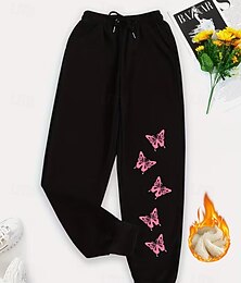 abordables -Femmes Joggings Pantalon Jogger Vacances ancien Style Ethnique Longueur complète Taille haute Papillon Cordon de serrage Avec Poches Toison Chaleur Thermique Coupe-vent Confortable Élastique Formel