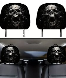 お買い得  -不気味なハロウィーン2個 &クリスマスの車用ヘッドレストカバー - すべての車両にフィット、詰め物不要、クッションレスデザイン、取り付け簡単 - 面白い自動車内装装飾、車のシートヘッドレストプロテクター