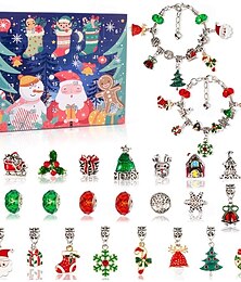 preiswerte -Weihnachts Adventskalender Füllartikel Weihnachtsgeschenk für Kinder Teenager Frauen Armbänder 2025 für Mädchen 24 Tage Xmas Countdown Kalender DIY Schmuck-Bastelset Geschenk 22 Charmperlen 2