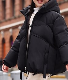 economico -Bambini Ragazze Giacca in piuma Giacca da esterno Giacca Imbottita Tinta unica Moda Tenere al caldo Antivento All'aperto Cappotto Capispalla 4-12 Anni Autunno Nero Rosso Viola