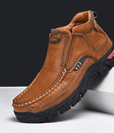 olcso -férfi barna túracipő – tartós, fűzős mokaszinok csúszásgátló talppal kempingezéshez, munkába és mindennapi viseletre