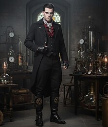 levne -Středověké Renesanční Steampunk Kabát Smoking Frak Upír Šlechtic Maškarní kostým Pánské předvečer Všech svatých Karneval Výkon LARP Ren Faire Dospělé Kabát