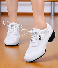 preiswerte -weiße Damen-Tanzschuhe zum Schnüren – professionelle Standard-Übungs-Sneaker für Latein-, Jazz- und Party-Auftritte