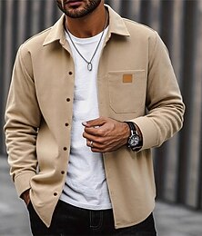 economico -Per uomo Giacca in Velluto a Coste Giacca Casual Vacanza Quotidiano Traspirante Tasca Autunno Inverno Semplice Moda Classico Bavero Regolare Nero Cachi Verde militare Giacca
