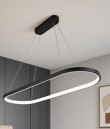 abordables -Suspension LED 1 lumière 70c/90m 40w design ovale rectangle aluminium finitions peintes en noir lampe moderne pour salle à manger restaurant café bar 110-240v uniquement dimmable avec télécommande