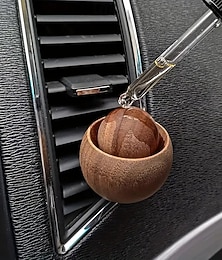 abordables -Difusor de aroma para coche de nogal negro natural hecho a mano: diseño circular con mango negro, sin pilas, compatible con la ventilación del coche y difusores de aceites esenciales para el hogar.
