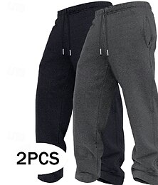 abordables -Hombre Pantalones de Deporte Pantalones de lana Pantalones Pantalones casuales Pantalones deportivos de pierna recta Correa Cintura elástica Plano Comodidad Templado Longitud total Exterior Diario