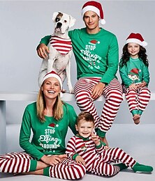 preiswerte -Elf Familie Weihnachten Pyjamas Nachtwäsche Herren Damen Jungen Mädchen Passende Familienoutfits Süß Grafik Muster Erwachsene Kinder Weihnachten Neujahr Heiligabend Hauskleidung Oberteil Hose