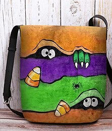 abordables -Sac bandoulière Halloween pour femme avec imprimé bonbons et monstres, sac à main à bandoulière amusant pour les fêtes, les festivals et l'usage quotidien