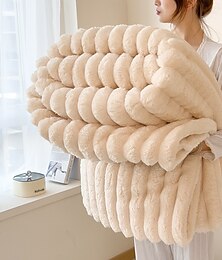 abordables -Couverture en flanelle épaisse avec velours de lapin, couverture douce et chaude à haut g/m² pour canapé, lit, bureau, couverture d'hiver polyvalente