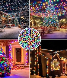 levne -venkovní voděodolná solární LED řetězová světla 5m-20leds 7m-50leds 12mm-100leds 22m-200leds vánoční víla světlo sváteční osvětlení stromová světla svatební párty vánoční stromeček zahrada vnitřní