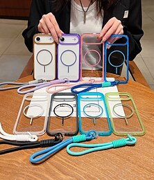 levne -telefon Carcasă Pro iPhone 17 Pro Max 17 Air 16 15 14 Pro Max Plus 13 Pro Max Zadní kryt s Lanyardem Podpora bezdrátového nabíjení Nežloutnoucí Retro TPU Akrylát